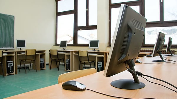 Desktop computers in classroom