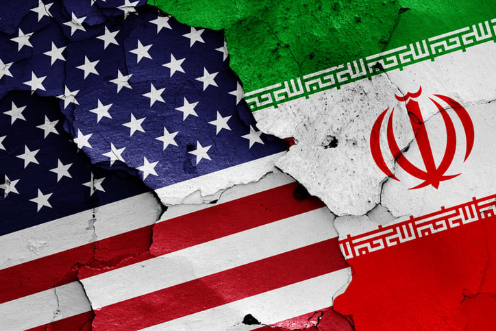 US Iran Flags